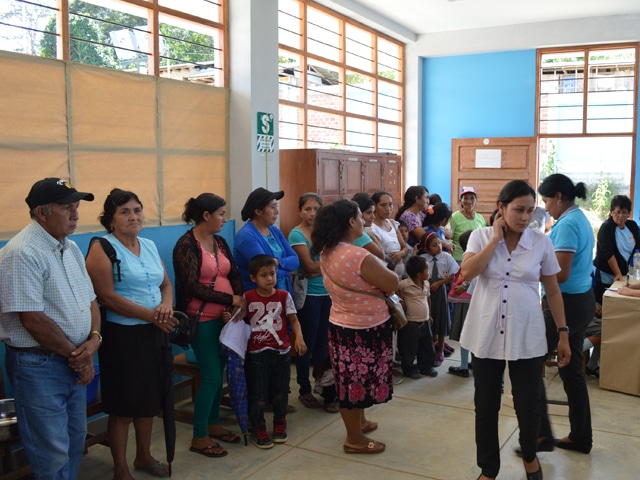 A crowd waits at a a medical center during Dr. Shima's medical mission trip. 