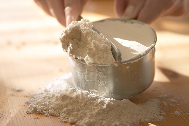 Cup of flour, which contains wheat—a common food allergen.